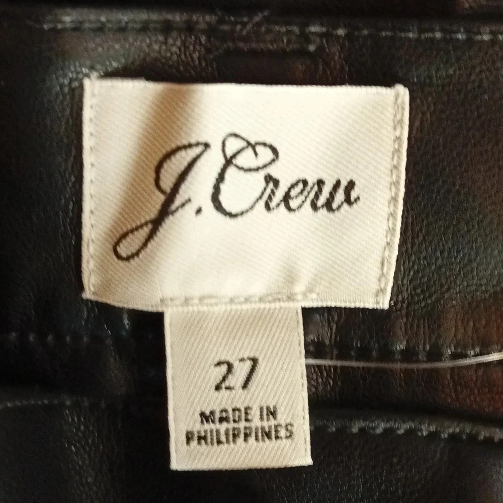 J. Crew vegan leather high waist classic straight black 5 pocket size 27 - Picture 5 of 13